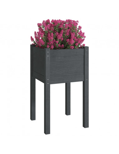 Fioriere da Giardino 2 pz Grigie 40x40x70 cm in Legno di Pino
