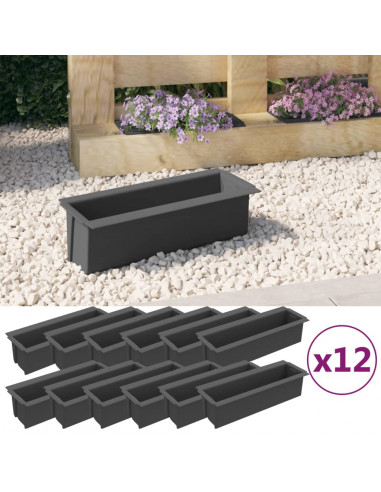 Fioriere per Europallet 12 pz Grigio 36x13,5x9,5 cm in PP