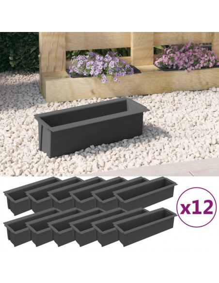 Fioriere per Europallet 12 pz Grigio 36x13,5x9,5 cm in PP