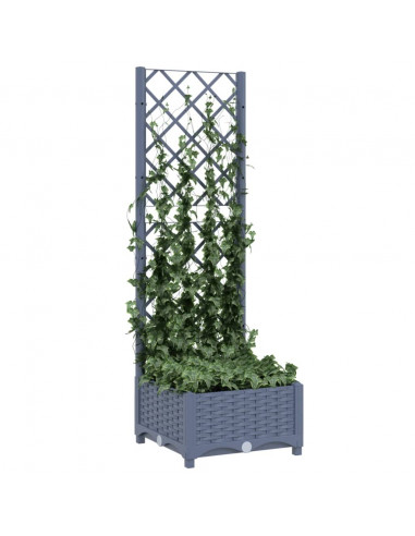 Fioriera da Giardino e Graticcio Grigio Scuro 40x40x121,5 cm PP
