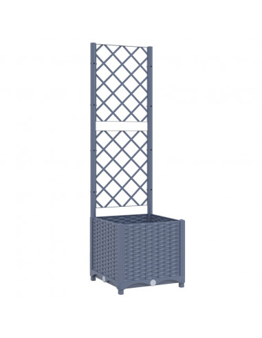 Fioriera da Giardino con Graticcio Grigio Scuro 40x40x136 cm PP