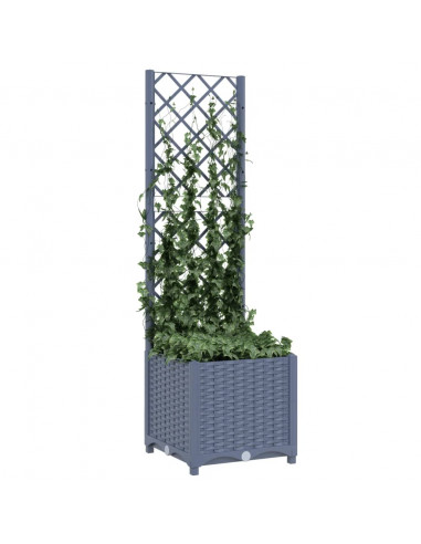Fioriera da Giardino con Graticcio Grigio Scuro 40x40x136 cm PP