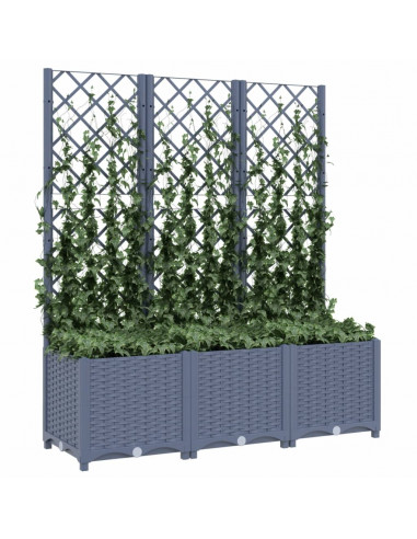 Fioriera da Giardino con Graticcio Grigio Scuro 120x40x136cm PP