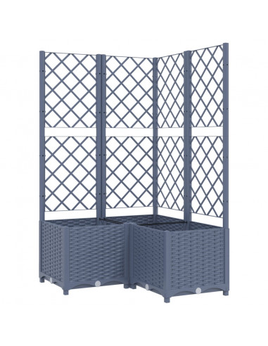 Fioriera da Giardino con Graticcio Grigio Scuro 80x80x136 cm PP