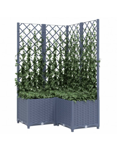 Fioriera da Giardino con Graticcio Grigio Scuro 80x80x136 cm PP