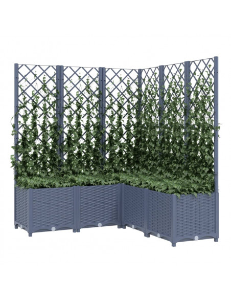 Fioriera da Giardino Graticcio Grigio Scuro 120x120x136cm PP