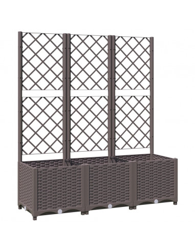 Fioriera da Giardino con Graticcio Marrone 120x40x136 cm in PP