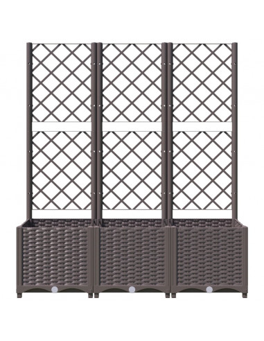 Fioriera da Giardino con Graticcio Marrone 120x40x136 cm in PP