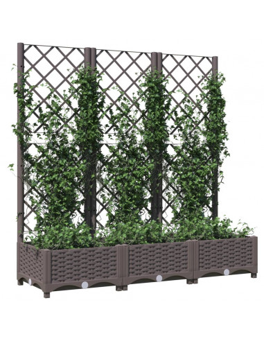 Fioriera da Giardino con Graticcio Marrone 120x40x121,5cm in PP