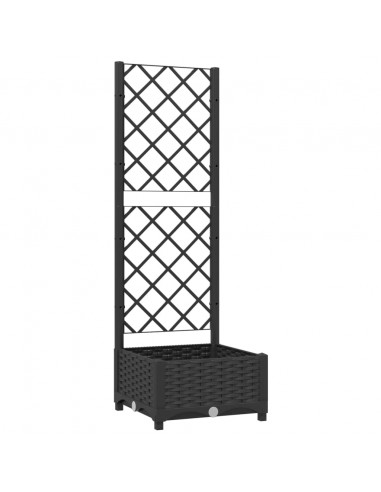 Fioriera da Giardino con Graticcio Nero 40x40x121,5 cm in PP