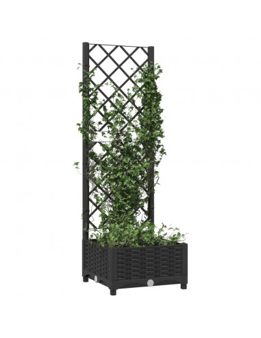 Fioriera da Giardino con Graticcio Nero 40x40x121,5 cm in PP