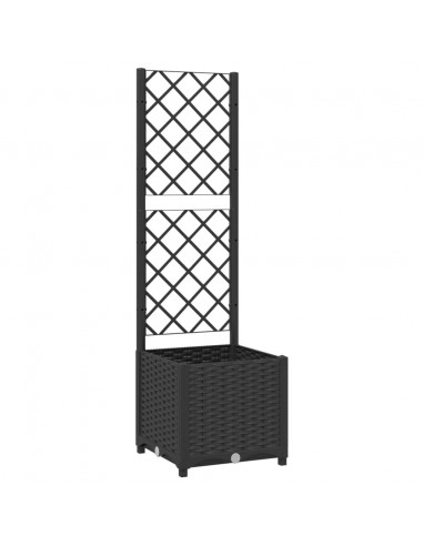 Fioriera da Giardino con Graticcio Nero 40x40x136 cm in PP
