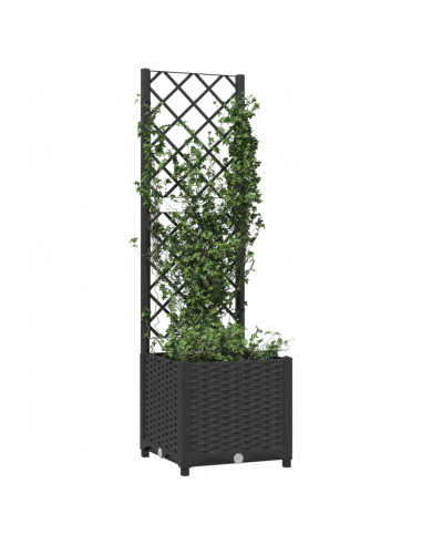 Fioriera da Giardino con Graticcio Nero 40x40x136 cm in PP