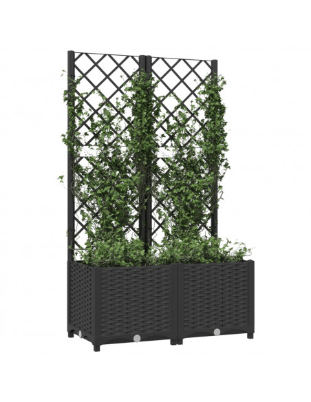 Fioriera da Giardino con Graticcio Nero 80x40x136 cm in PP