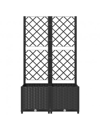 Fioriera da Giardino con Graticcio Nero 80x40x136 cm in PP
