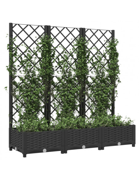 Fioriera da Giardino con Graticcio Nero 120x40x121,5 cm in PP