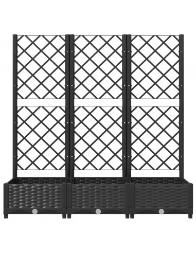 Fioriera da Giardino con Graticcio Nero 120x40x121,5 cm in PP
