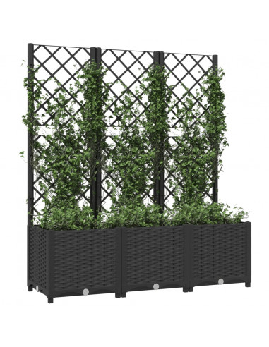 Fioriera da Giardino con Graticcio Nero 120x40x136 cm in PP