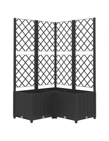 Fioriera da Giardino con Graticcio Nero 80x80x136 cm in PP