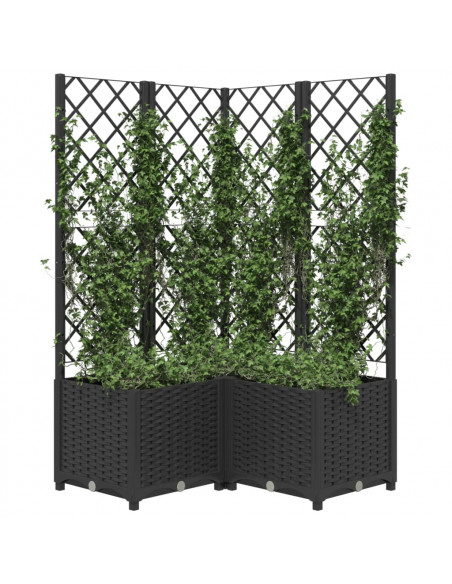 Fioriera da Giardino con Graticcio Nero 80x80x136 cm in PP