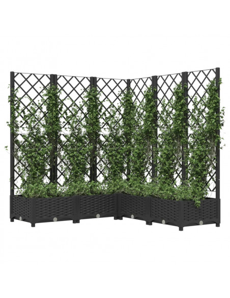 Fioriera da Giardino con Graticcio Nero 120x120x121,5 cm in PP