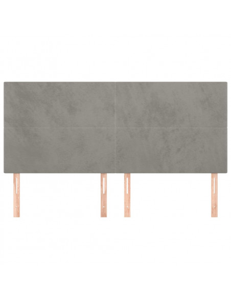 Testiere 4 pz Grigio Chiaro 100x5x78/88 cm in Velluto