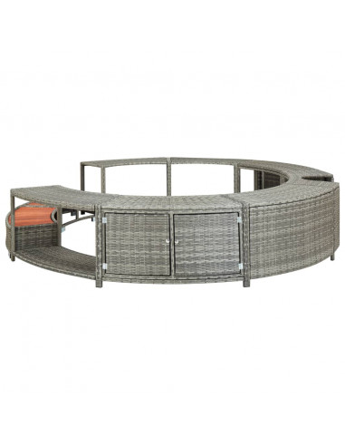 Bordo per Vasca da Spa in Polyrattan Grigio