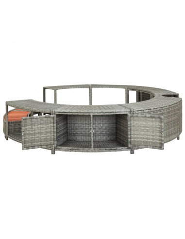 Bordo per Vasca da Spa in Polyrattan Grigio