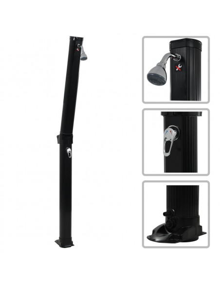 Doccia ad Energia Solare Pieghevole Nera 214 cm 23 L