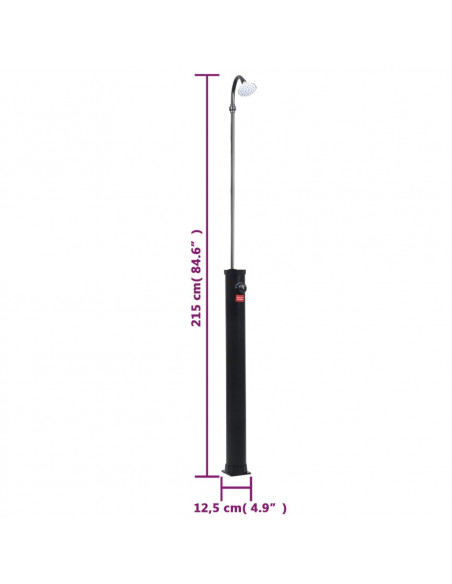 Doccia Solare da Giardino Nera 215 cm 8 L