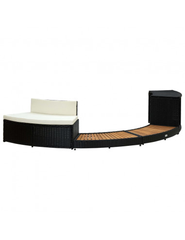 Bordo Spa Nero in Polyrattan e Legno d'Acacia