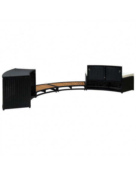 Bordo Spa Nero in Polyrattan e Legno d'Acacia