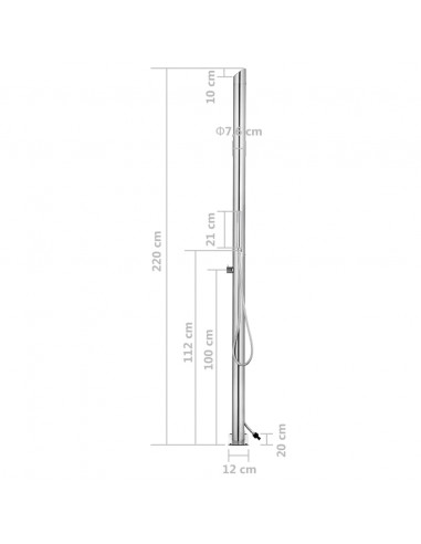 Doccia da Giardino 220 cm in Acciaio Inossidabile