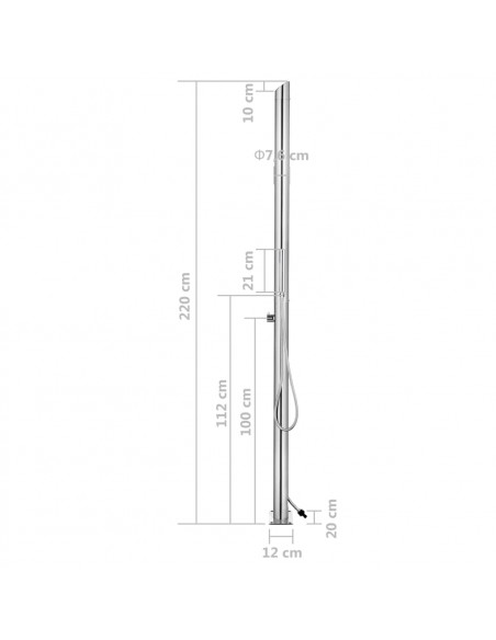 Doccia da Giardino 220 cm in Acciaio Inossidabile