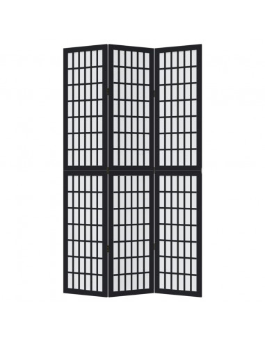 Divisorio Ambienti 3 Pannelli Nero Legno Massello di Paulownia