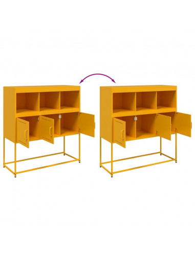 Credenza Giallo Senape 100,5x39x107cm Acciaio Laminato Freddo