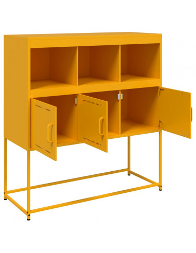 Credenza Giallo Senape 100,5x39x107cm Acciaio Laminato Freddo