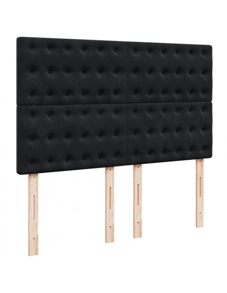 Giroletto a Molle con Materasso Nero 140x200 cm in Velluto