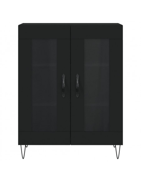 Credenza Nera 69,5x34x180 cm in Legno Multistrato