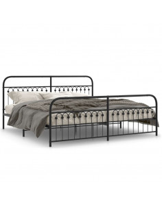 Giroletto con Testiera e Pediera Metallo Nero 193x203 cm 2