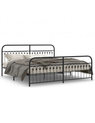 Giroletto con Testiera e Pediera Metallo Nero 193x203 cm