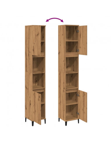 Armadietto Bagno Rovere 30x30x190 cm Legno Multistrato