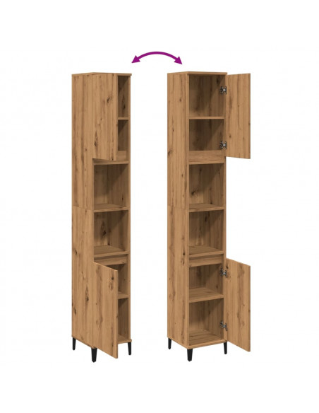 Armadietto Bagno Rovere 30x30x190 cm Legno Multistrato