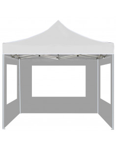 Gazebo Pieghevole con Pareti in Alluminio 3x3 m Bianco