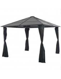 Gazebo con Tende in Alluminio 3x3 m Nero 2