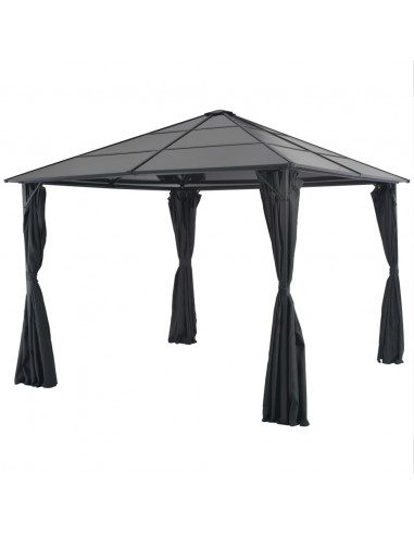 Gazebo con Tende in Alluminio 3x3 m Nero
