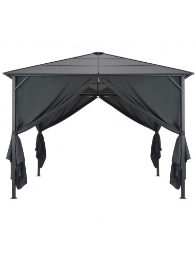 Gazebo con Tende in Alluminio 3x3 m Nero