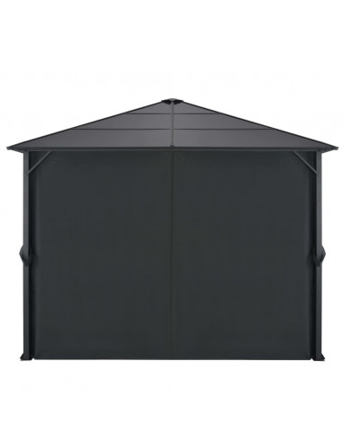 Gazebo con Tende in Alluminio 3x3 m Nero