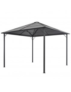 Gazebo con Tettuccio in Alluminio 3x3 m Nero 2
