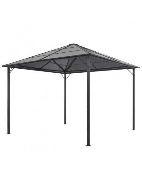 Gazebo con Tettuccio in Alluminio 3x3 m Nero
